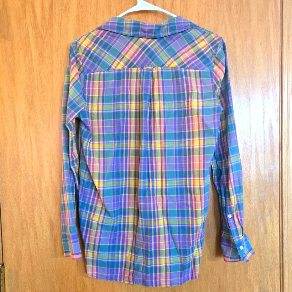 J Crew Plaid Cotton Boy Fit Button Down Top